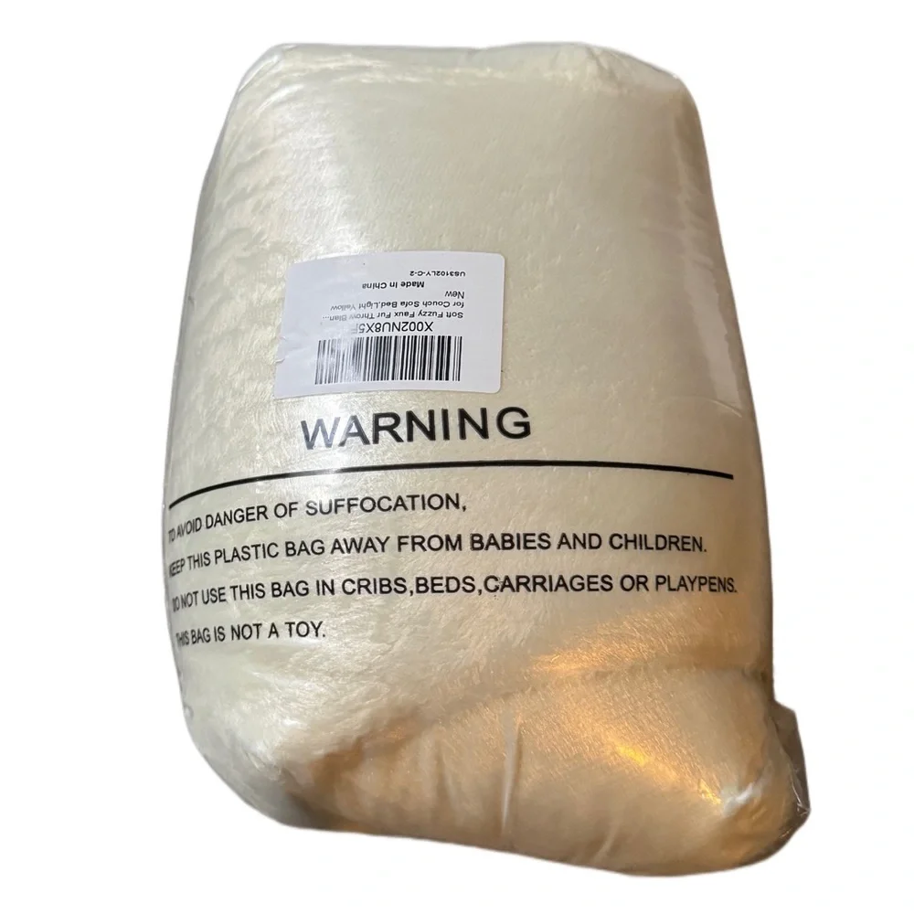BN factory sealed 78”x90” queen super fuzzy blanket “Bartlett pear” soft yellow - Picture 5 of 5